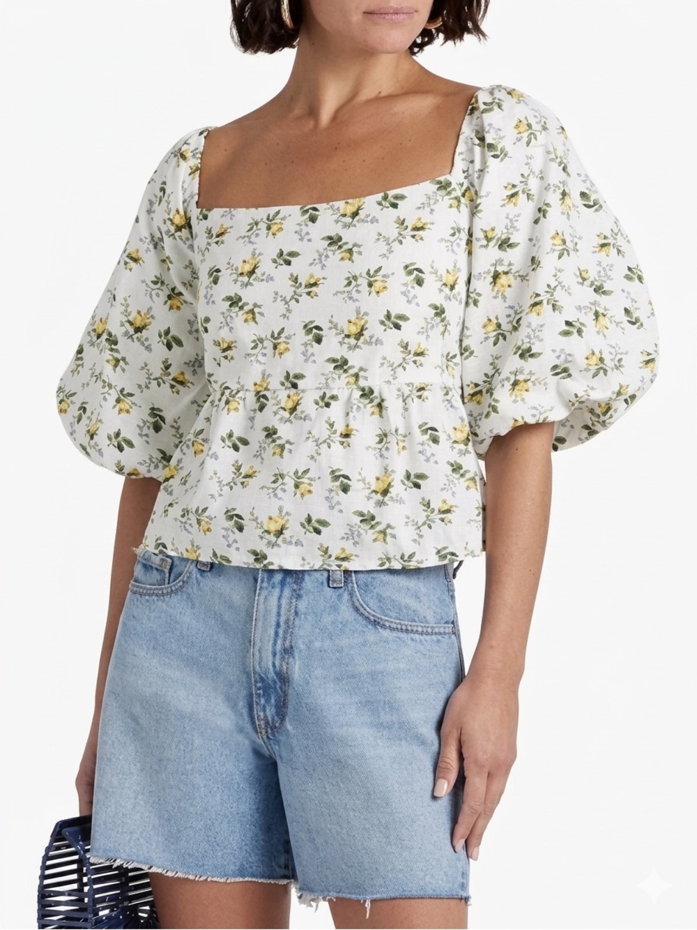 Faithfull The Brand Quincy Top in La Guardia Floral | Size M/ USA 6| Puff Sleeve